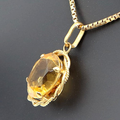 K18シトリンペンダントネックレス　ネックレス長さ40cm　重量4.53ｇ(石の重量含む) 　レディース(中古)