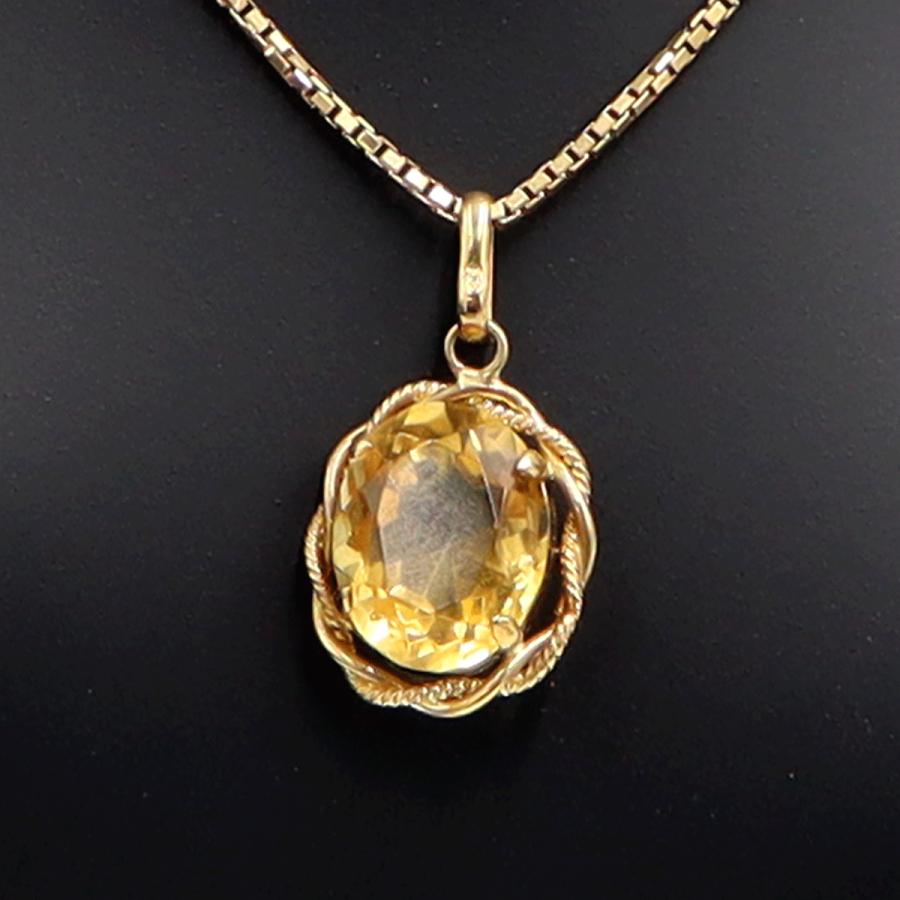 K18シトリンペンダントネックレス　ネックレス長さ40cm　重量4.53ｇ(石の重量含む) 　レディース(中古)