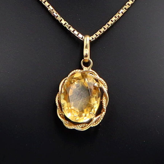 K18シトリンペンダントネックレス　ネックレス長さ40cm　重量4.53ｇ(石の重量含む) 　レディース(中古)