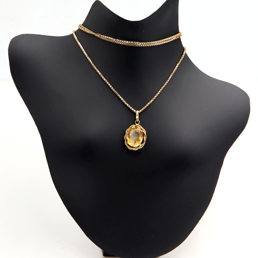K18シトリンペンダントネックレス　ネックレス長さ40cm　重量4.53ｇ(石の重量含む) 　レディース(中古)