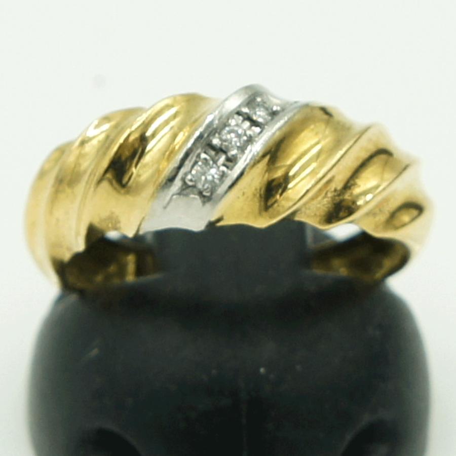 K18/Pt900ダイヤモンドリング　リングサイズ10号　重量2.32ｇ(石の重量含む)（中古）