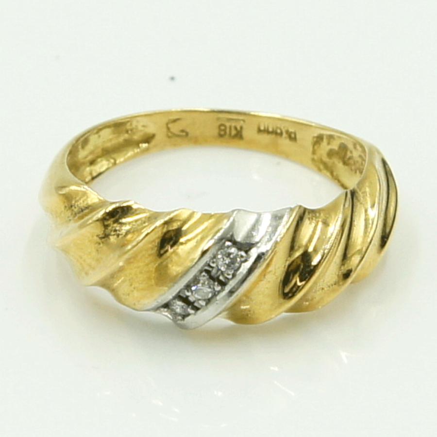 K18/Pt900ダイヤモンドリング　リングサイズ10号　重量2.32ｇ(石の重量含む)（中古）