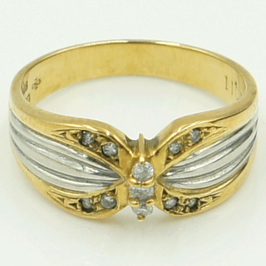 K18/Pt850ダイヤモンドリング　「バタフライ」　リングサイズ11号　重量4.33ｇ（中古）