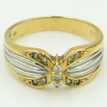 K18/Pt850ダイヤモンドリング　「バタフライ」　リングサイズ11号　重量4.33ｇ（中古）