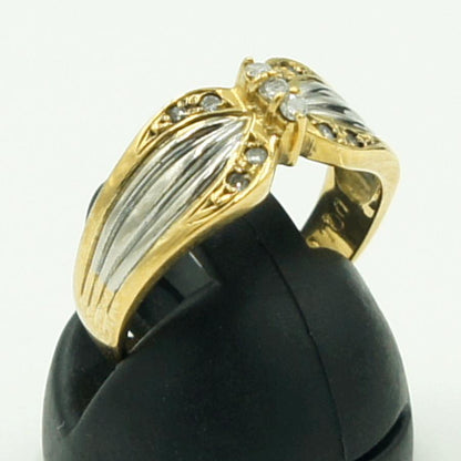 K18/Pt850ダイヤモンドリング　「バタフライ」　リングサイズ11号　重量4.33ｇ（中古）