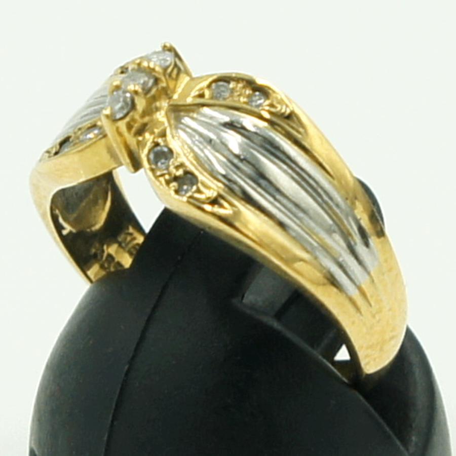 K18/Pt850ダイヤモンドリング　「バタフライ」　リングサイズ11号　重量4.33ｇ（中古）