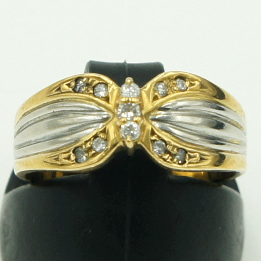 K18/Pt850ダイヤモンドリング　「バタフライ」　リングサイズ11号　重量4.33ｇ（中古）