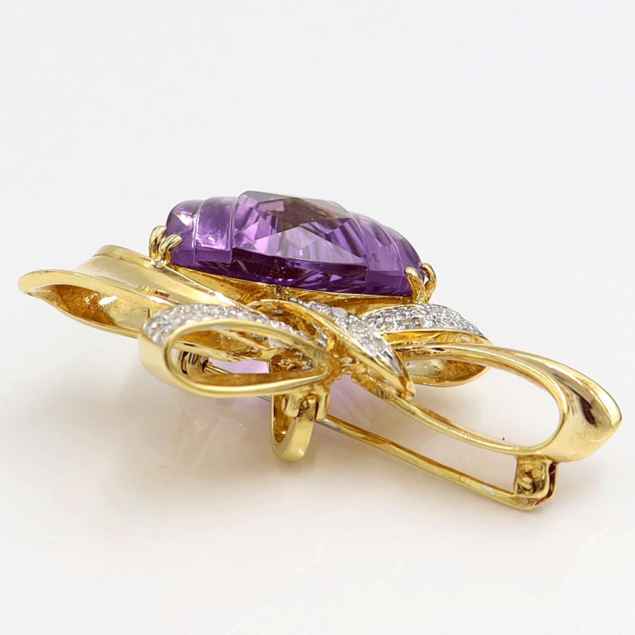 750アメジストダイヤモンドペンダントブローチ　重量20.55ｇ　レディース（中古）