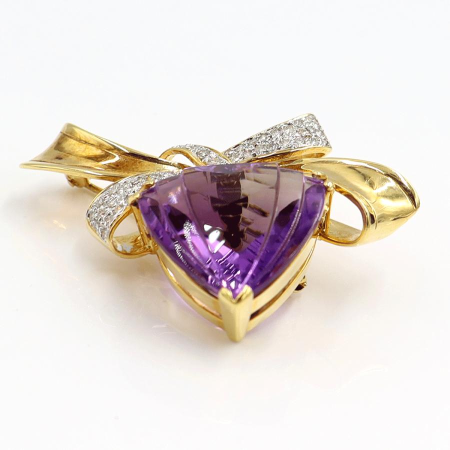 750アメジストダイヤモンドペンダントブローチ　重量20.55ｇ　レディース（中古）