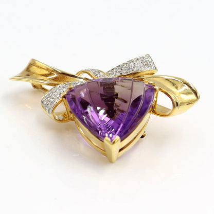 750アメジストダイヤモンドペンダントブローチ　重量20.55ｇ　レディース（中古）