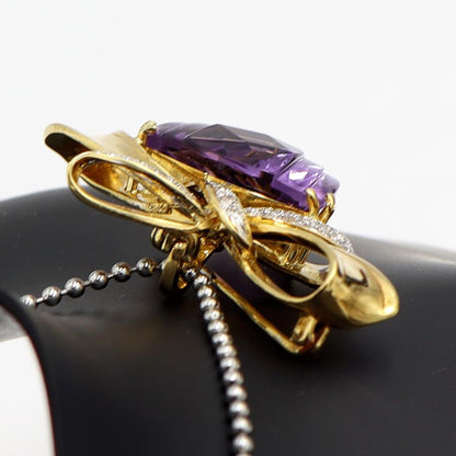 750アメジストダイヤモンドペンダントブローチ　重量20.55ｇ　レディース（中古）