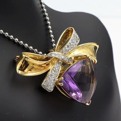 750アメジストダイヤモンドペンダントブローチ　重量20.55ｇ　レディース（中古）