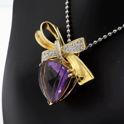 750アメジストダイヤモンドペンダントブローチ　重量20.55ｇ　レディース（中古）