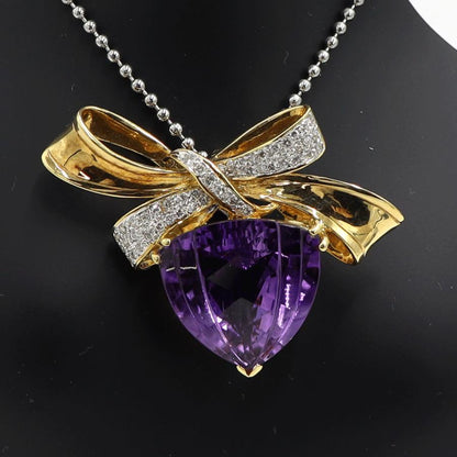 750アメジストダイヤモンドペンダントブローチ　重量20.55ｇ　レディース（中古）