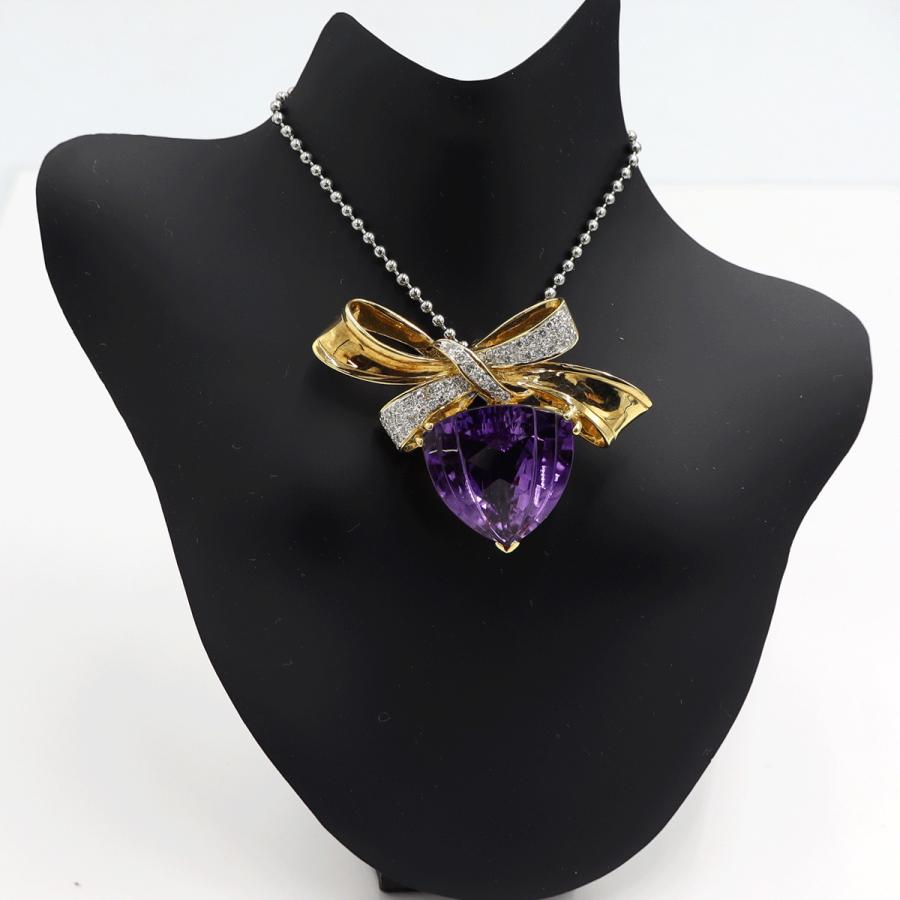 750アメジストダイヤモンドペンダントブローチ　重量20.55ｇ　レディース（中古）
