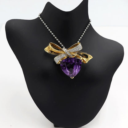 750アメジストダイヤモンドペンダントブローチ　重量20.55ｇ　レディース（中古）