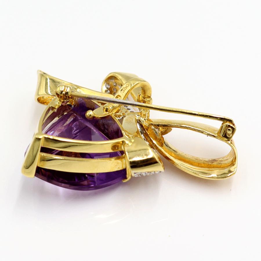 750アメジストダイヤモンドペンダントブローチ　重量20.55ｇ　レディース（中古）