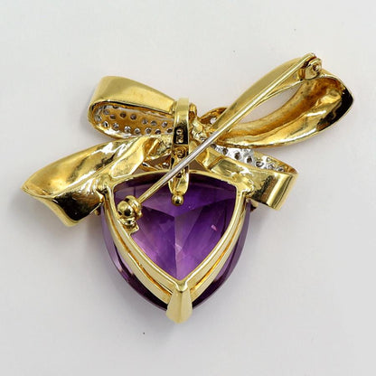 750アメジストダイヤモンドペンダントブローチ　重量20.55ｇ　レディース（中古）