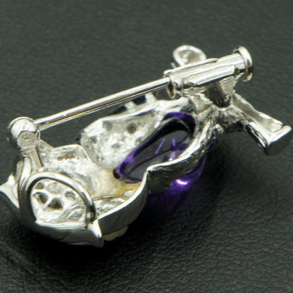 K18アメジストペンダントブローチ「ミミズク」　重量5.37ｇ(石の重量込み）（中古）