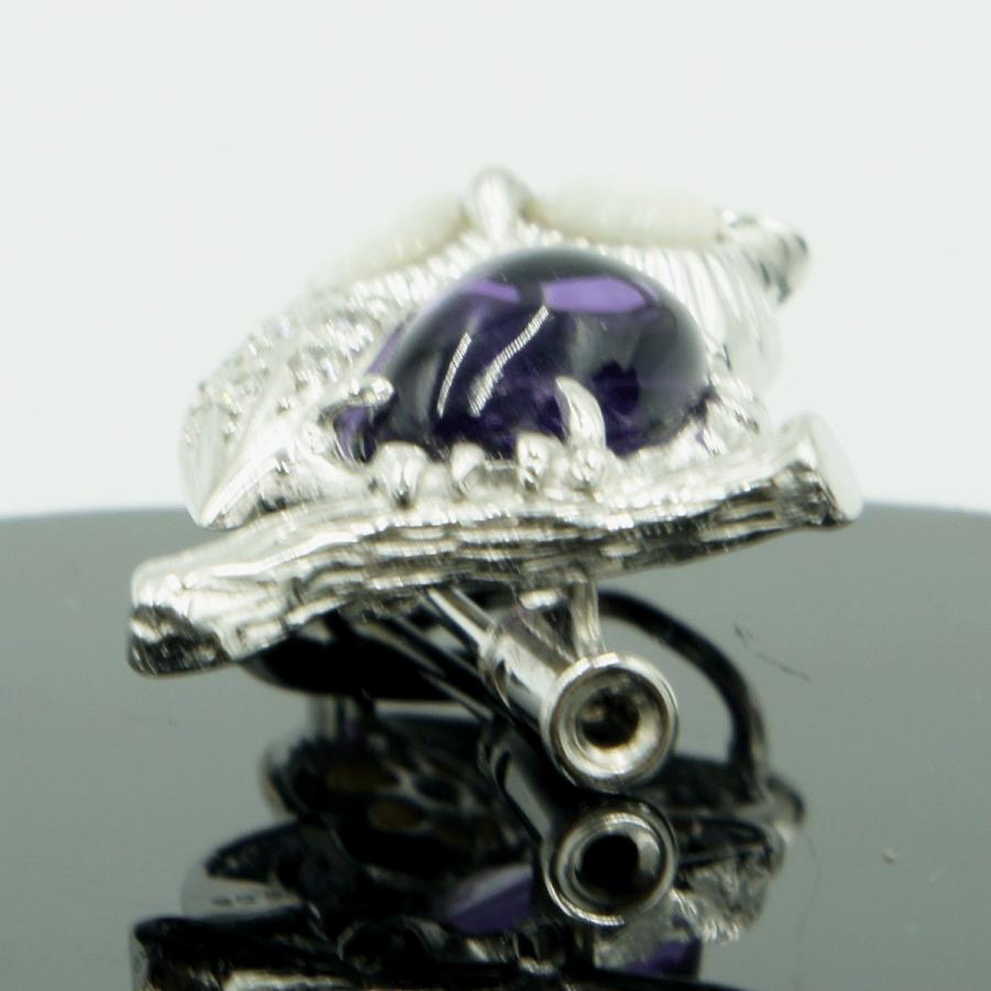 K18アメジストペンダントブローチ「ミミズク」　重量5.37ｇ(石の重量込み）（中古）
