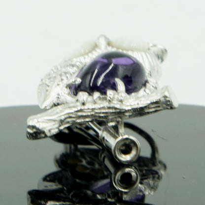K18アメジストペンダントブローチ「ミミズク」　重量5.37ｇ(石の重量込み）（中古）