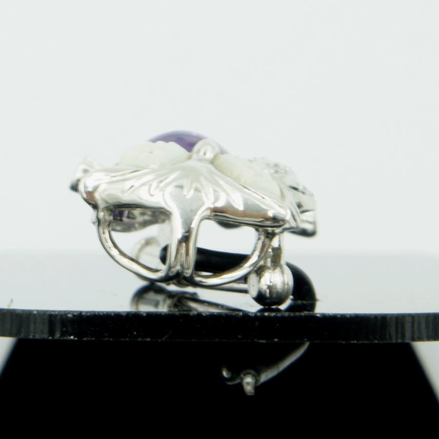 K18アメジストペンダントブローチ「ミミズク」　重量5.37ｇ(石の重量込み）（中古）