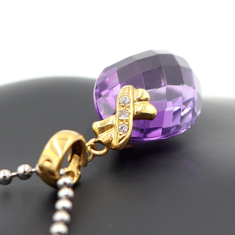 K18アメジストペンダントトップ　A19.0ct　D0.04ct　重量5.50ｇ(石の重量含む)　レディース(中古)