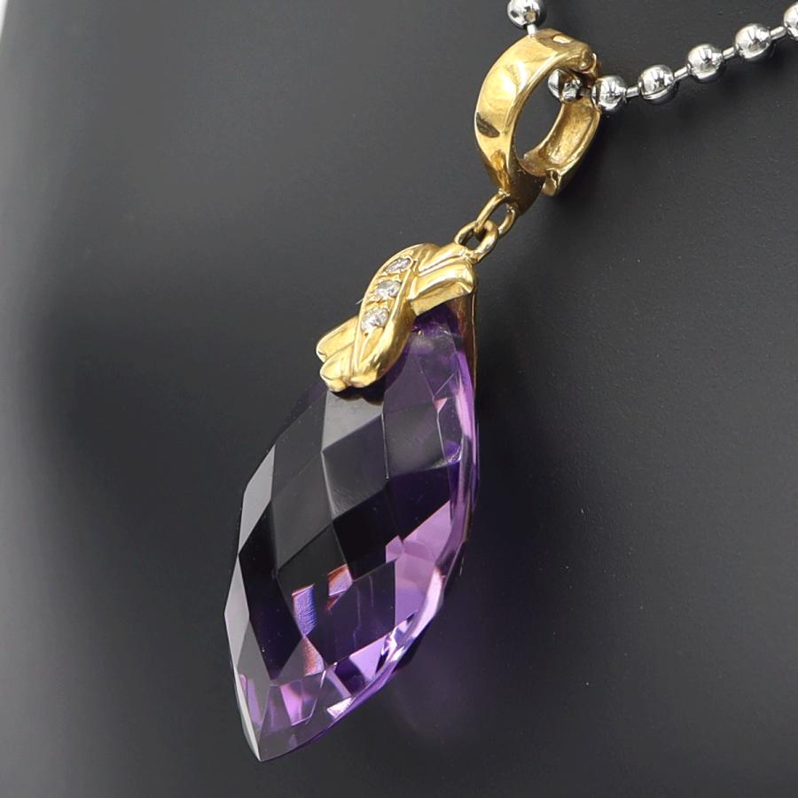 K18アメジストペンダントトップ　A19.0ct　D0.04ct　重量5.50ｇ(石の重量含む)　レディース(中古)