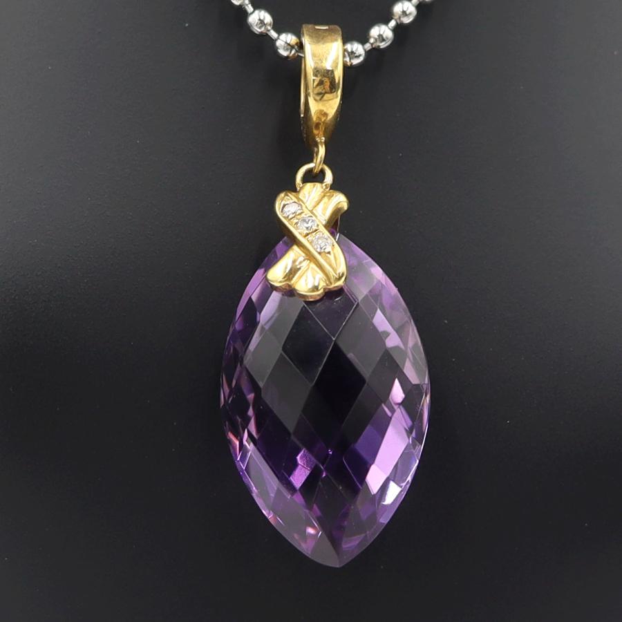 K18アメジストペンダントトップ　A19.0ct　D0.04ct　重量5.50ｇ(石の重量含む)　レディース(中古)