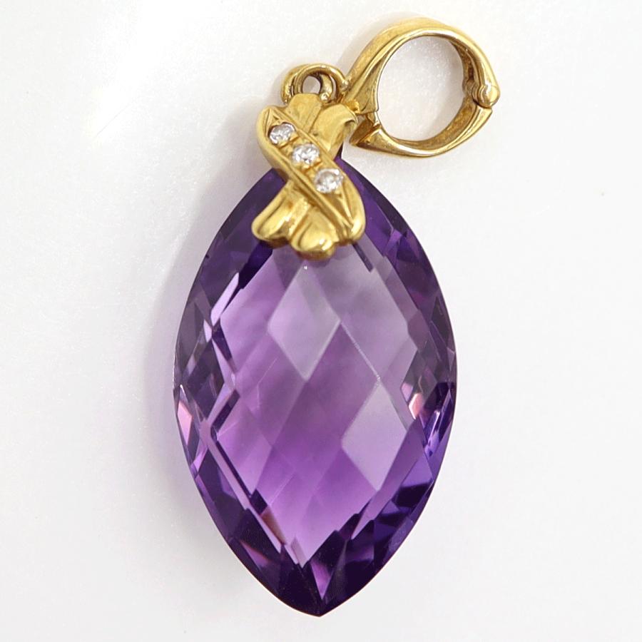 K18アメジストペンダントトップ　A19.0ct　D0.04ct　重量5.50ｇ(石の重量含む)　レディース(中古)