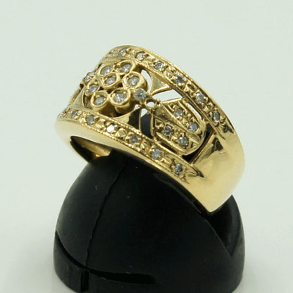 K18ダイヤファッションリング　D0.25ct　リングサイズ9号　重量6.08ｇ(石の重量含む)（中古）