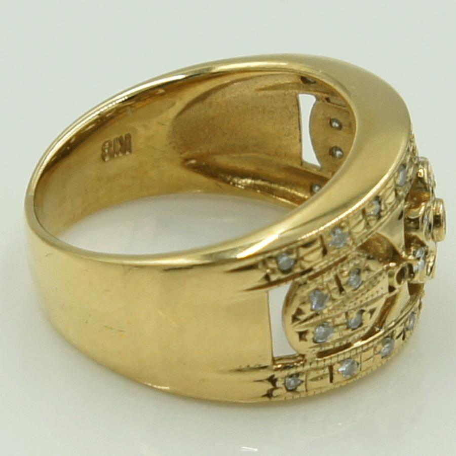 K18ダイヤファッションリング　D0.25ct　リングサイズ9号　重量6.08ｇ(石の重量含む)（中古）