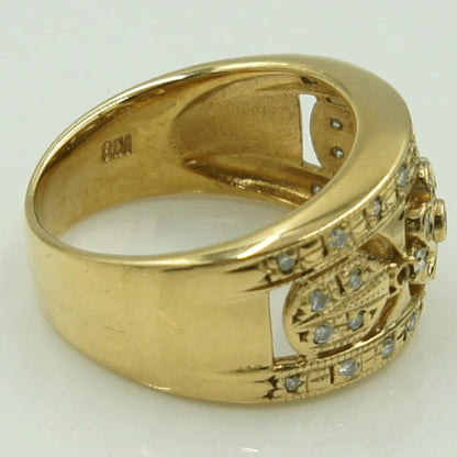 K18ダイヤファッションリング　D0.25ct　リングサイズ9号　重量6.08ｇ(石の重量含む)（中古）