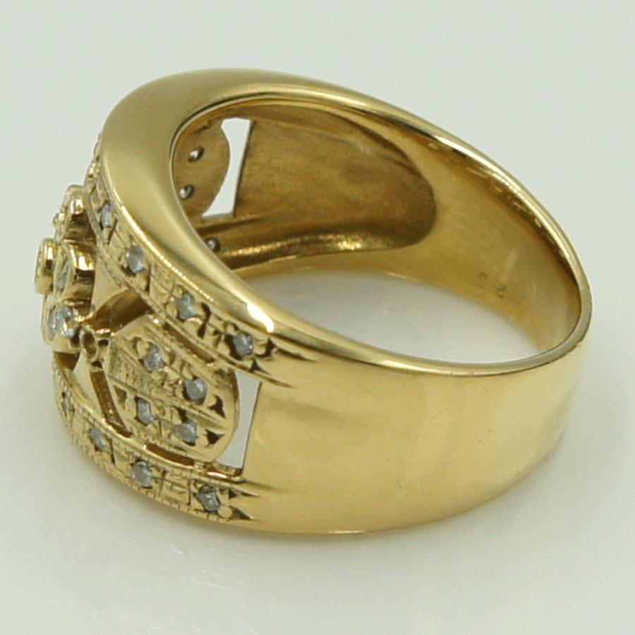 K18ダイヤファッションリング　D0.25ct　リングサイズ9号　重量6.08ｇ(石の重量含む)（中古）