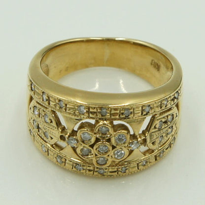 K18ダイヤファッションリング　D0.25ct　リングサイズ9号　重量6.08ｇ(石の重量含む)（中古）