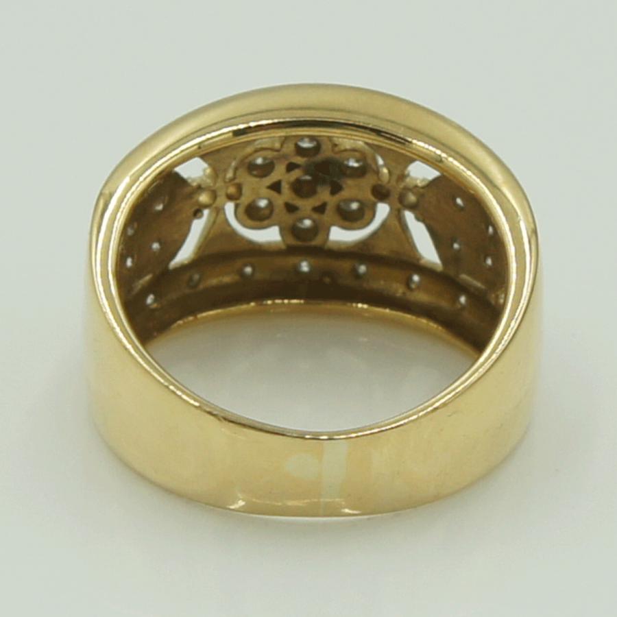 K18ダイヤファッションリング　D0.25ct　リングサイズ9号　重量6.08ｇ(石の重量含む)（中古）