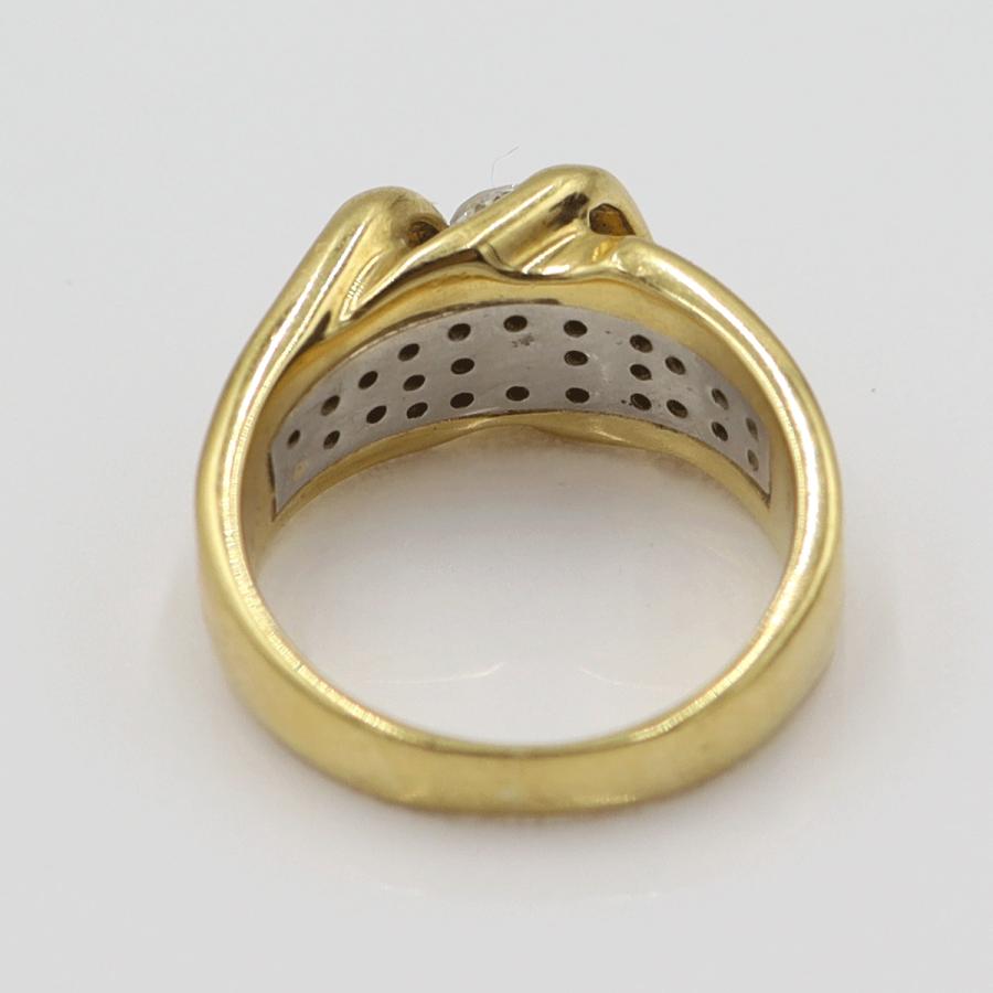 K18/Pt900ダイヤリング　D0.36ct　D0.20ct　サイズ9号　重量7.18ｇ(石の重量含む)　レディース(中古)