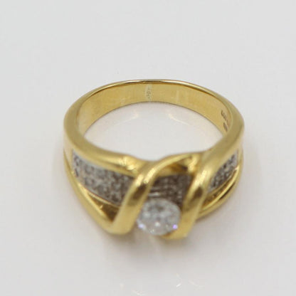 K18/Pt900ダイヤリング　D0.36ct　D0.20ct　サイズ9号　重量7.18ｇ(石の重量含む)　レディース(中古)