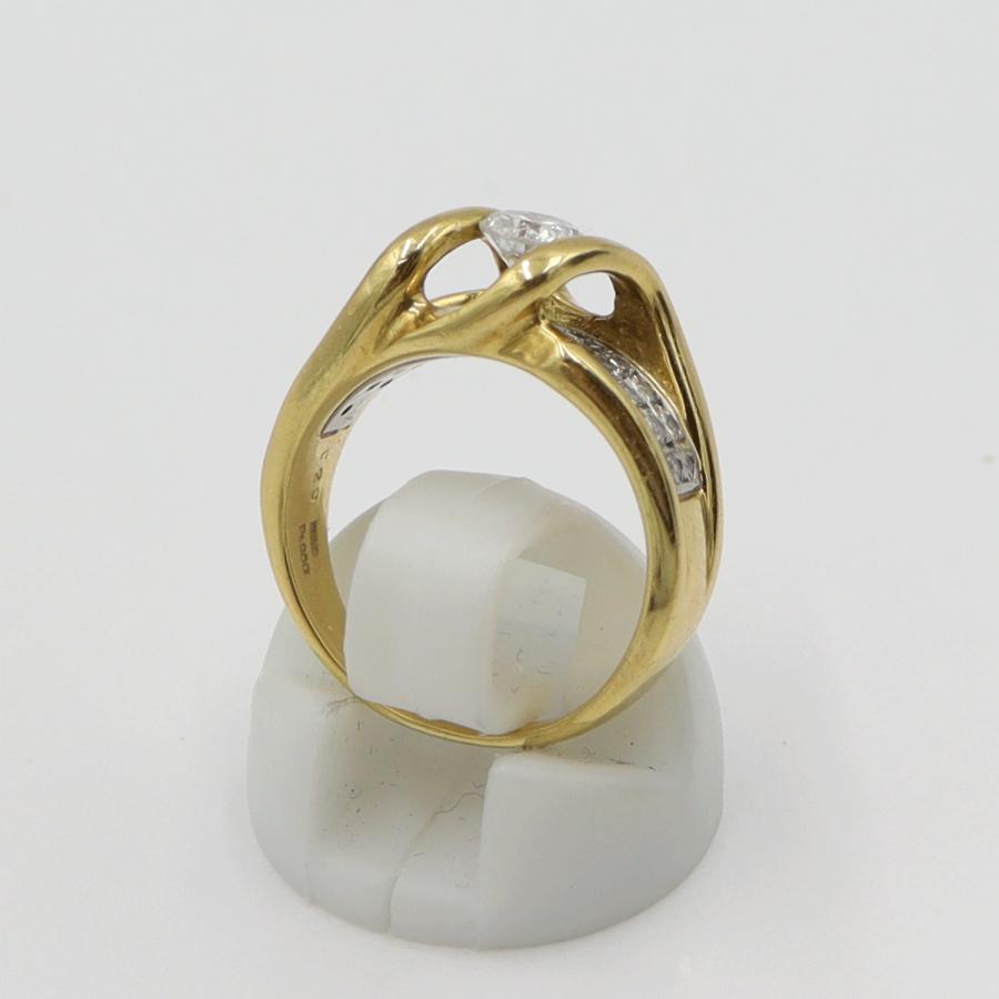 K18/Pt900ダイヤリング　D0.36ct　D0.20ct　サイズ9号　重量7.18ｇ(石の重量含む)　レディース(中古)