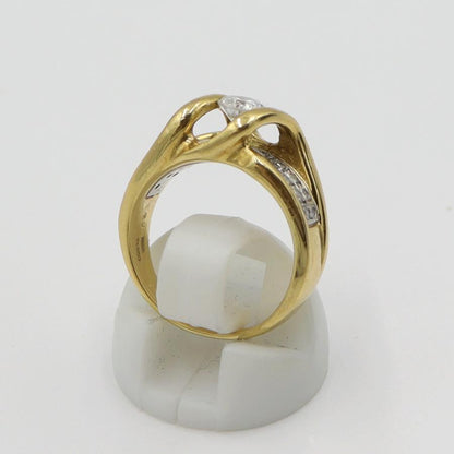 K18/Pt900ダイヤリング　D0.36ct　D0.20ct　サイズ9号　重量7.18ｇ(石の重量含む)　レディース(中古)