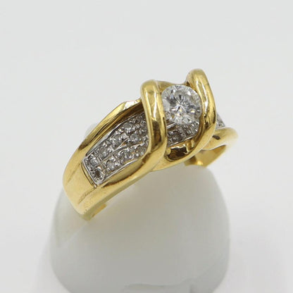 K18/Pt900ダイヤリング　D0.36ct　D0.20ct　サイズ9号　重量7.18ｇ(石の重量含む)　レディース(中古)