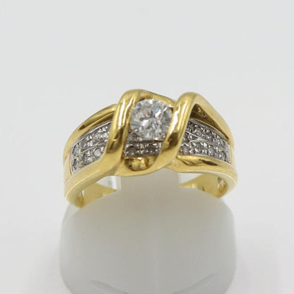 K18/Pt900ダイヤリング　D0.36ct　D0.20ct　サイズ9号　重量7.18ｇ(石の重量含む)　レディース(中古)