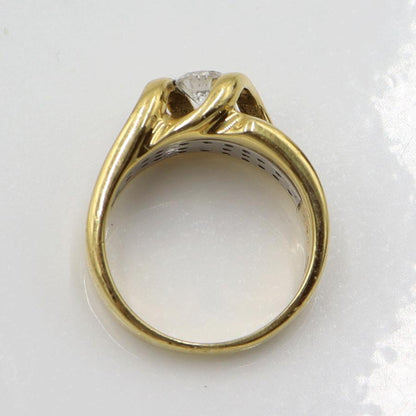 K18/Pt900ダイヤリング　D0.36ct　D0.20ct　サイズ9号　重量7.18ｇ(石の重量含む)　レディース(中古)