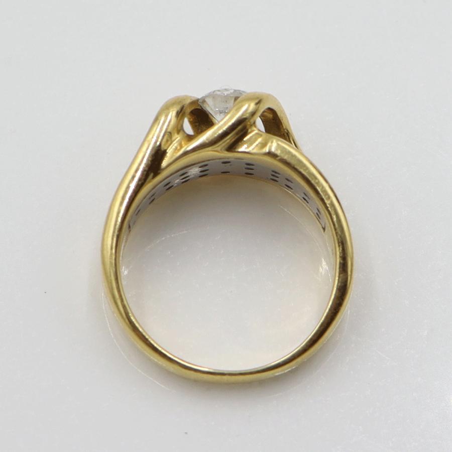 K18/Pt900ダイヤリング　D0.36ct　D0.20ct　サイズ9号　重量7.18ｇ(石の重量含む)　レディース(中古)