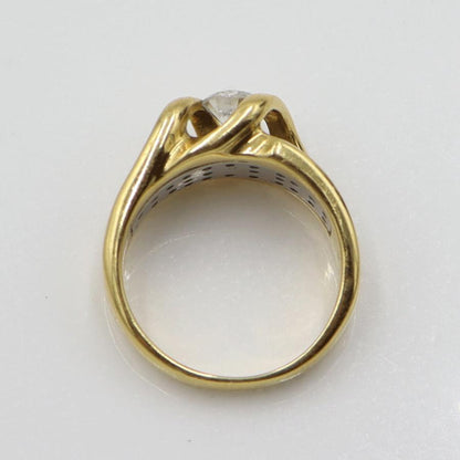 K18/Pt900ダイヤリング　D0.36ct　D0.20ct　サイズ9号　重量7.18ｇ(石の重量含む)　レディース(中古)