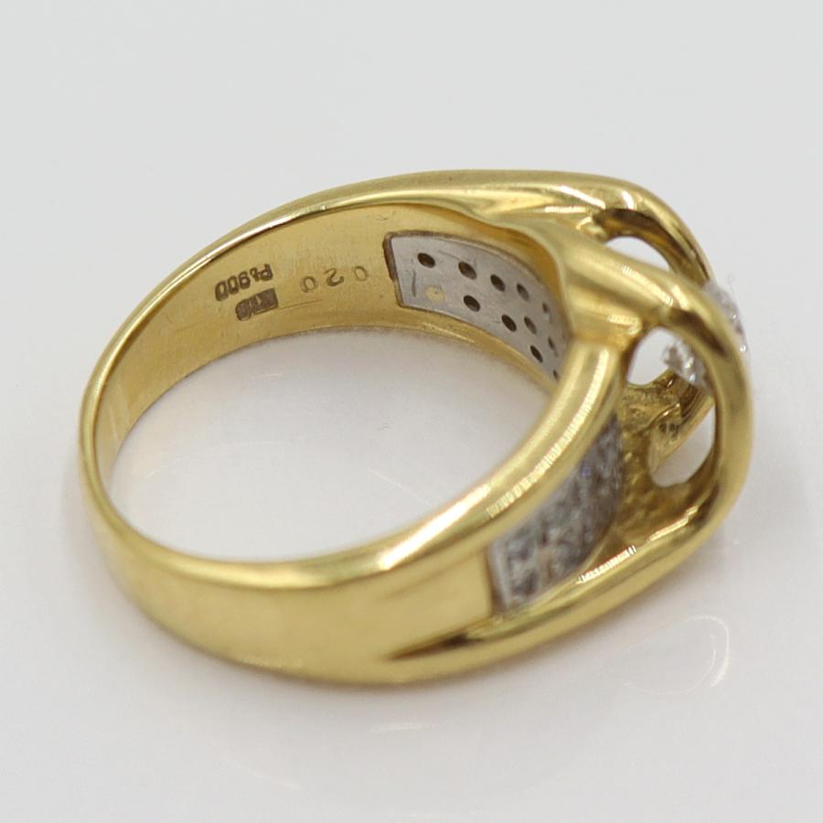 K18/Pt900ダイヤリング　D0.36ct　D0.20ct　サイズ9号　重量7.18ｇ(石の重量含む)　レディース(中古)