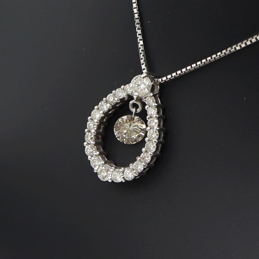 K18WGダイヤペンダントネックレス D0.525ct 0.378ct　ネック長さ約44cm　重量4.18ｇ(石の重量含む) (中古)