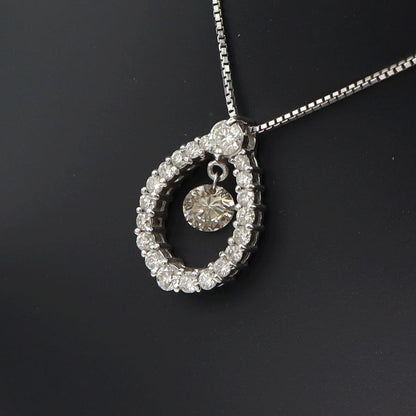 K18WGダイヤペンダントネックレス D0.525ct 0.378ct　ネック長さ約44cm　重量4.18ｇ(石の重量含む) (中古)