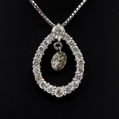 K18WGダイヤペンダントネックレス D0.525ct 0.378ct　ネック長さ約44cm　重量4.18ｇ(石の重量含む) (中古)