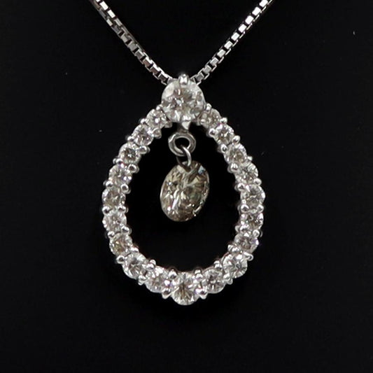 K18WGダイヤペンダントネックレス D0.525ct 0.378ct　ネック長さ約44cm　重量4.18ｇ(石の重量含む) (中古)